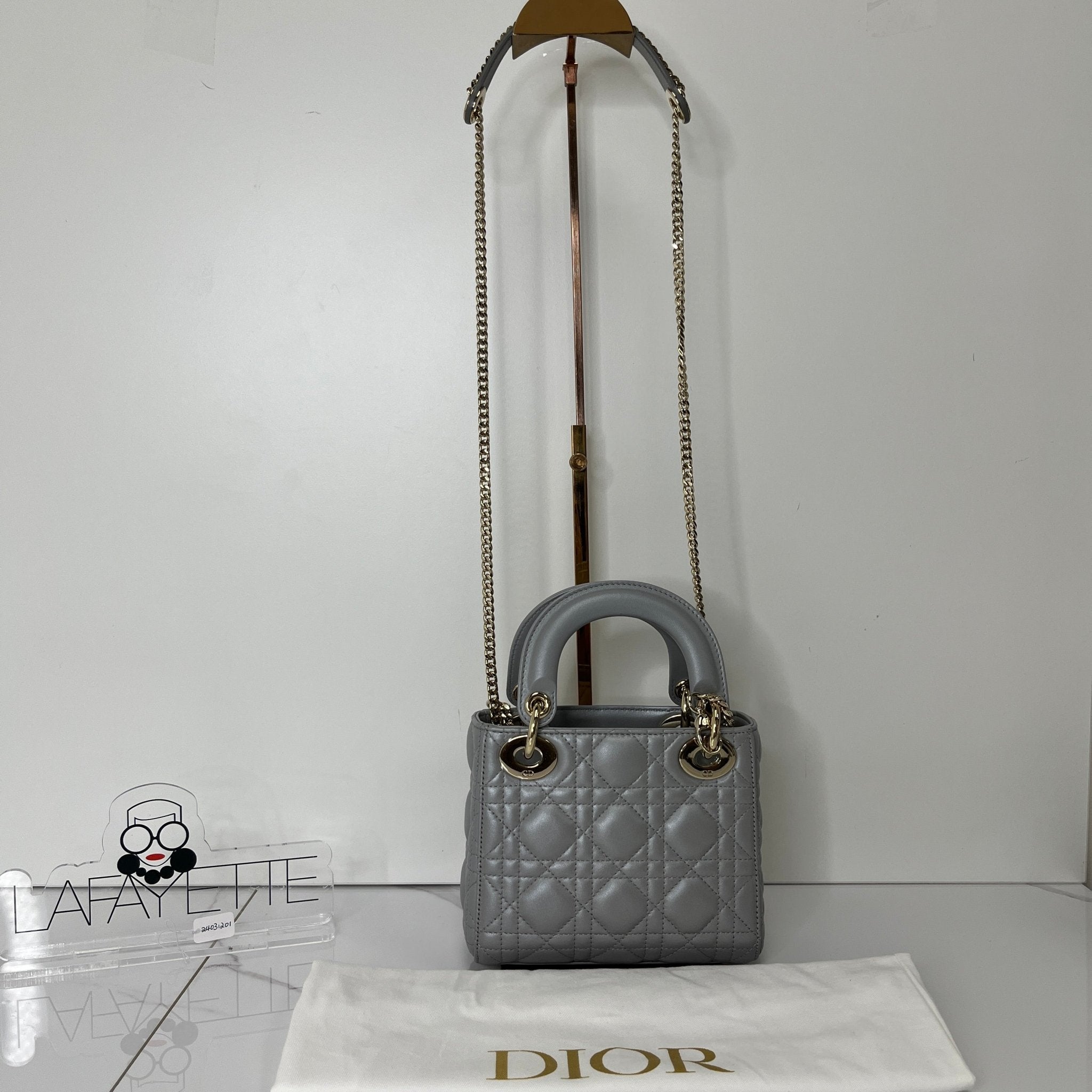 Lady dior grey mini on sale