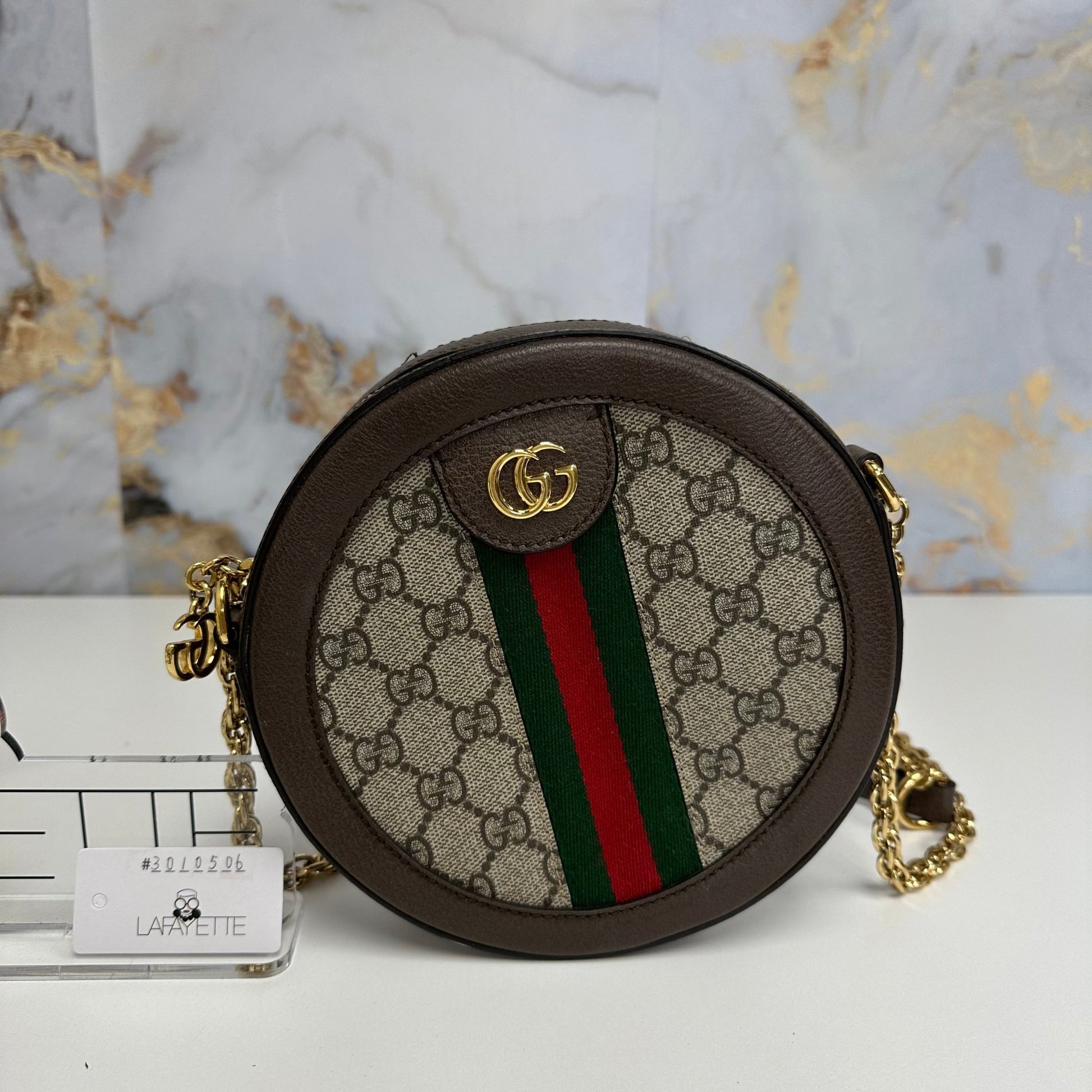 Gucci Ohidia GG Mini Round Handbag