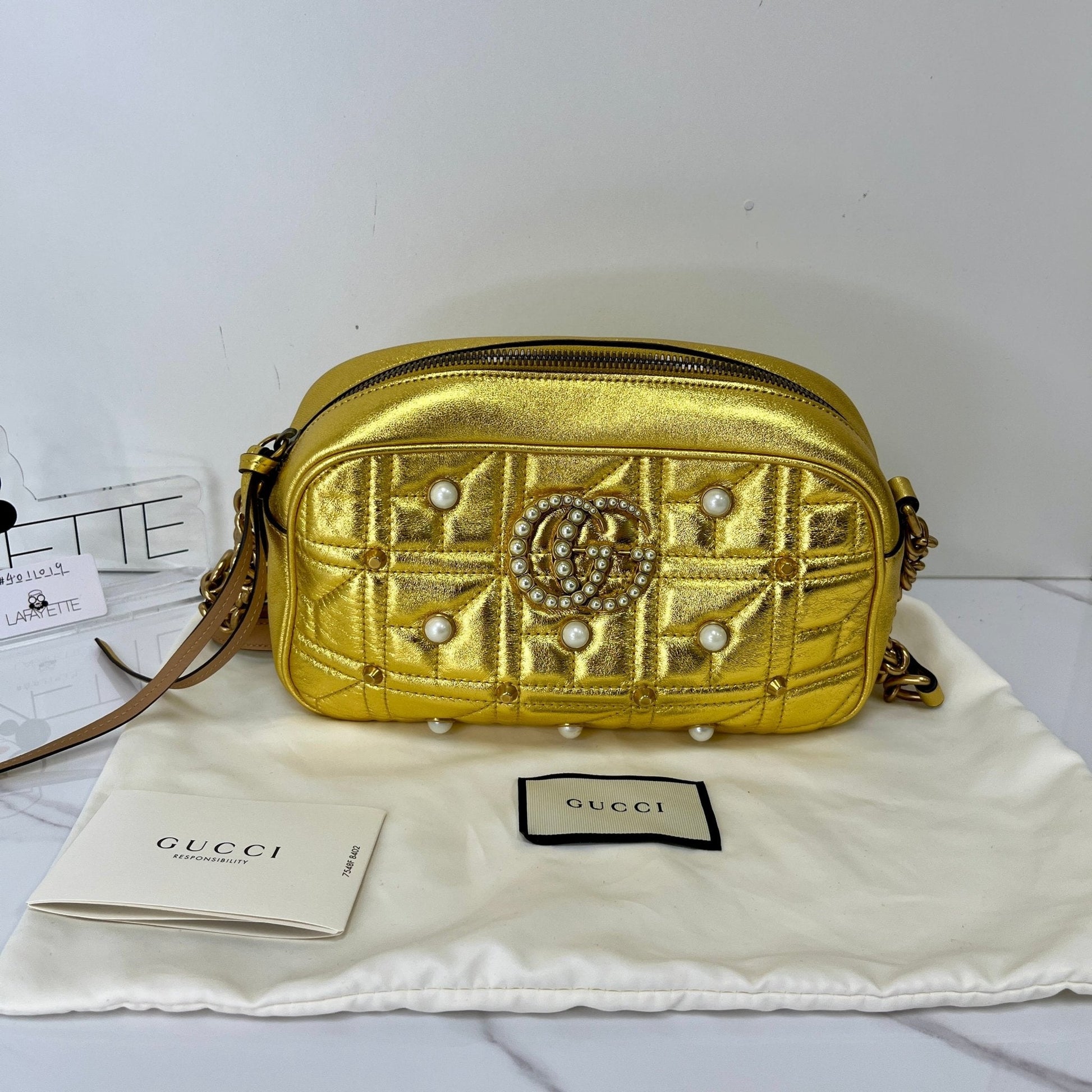 Gucci Pearl Studded GG Marmont Camera Bag