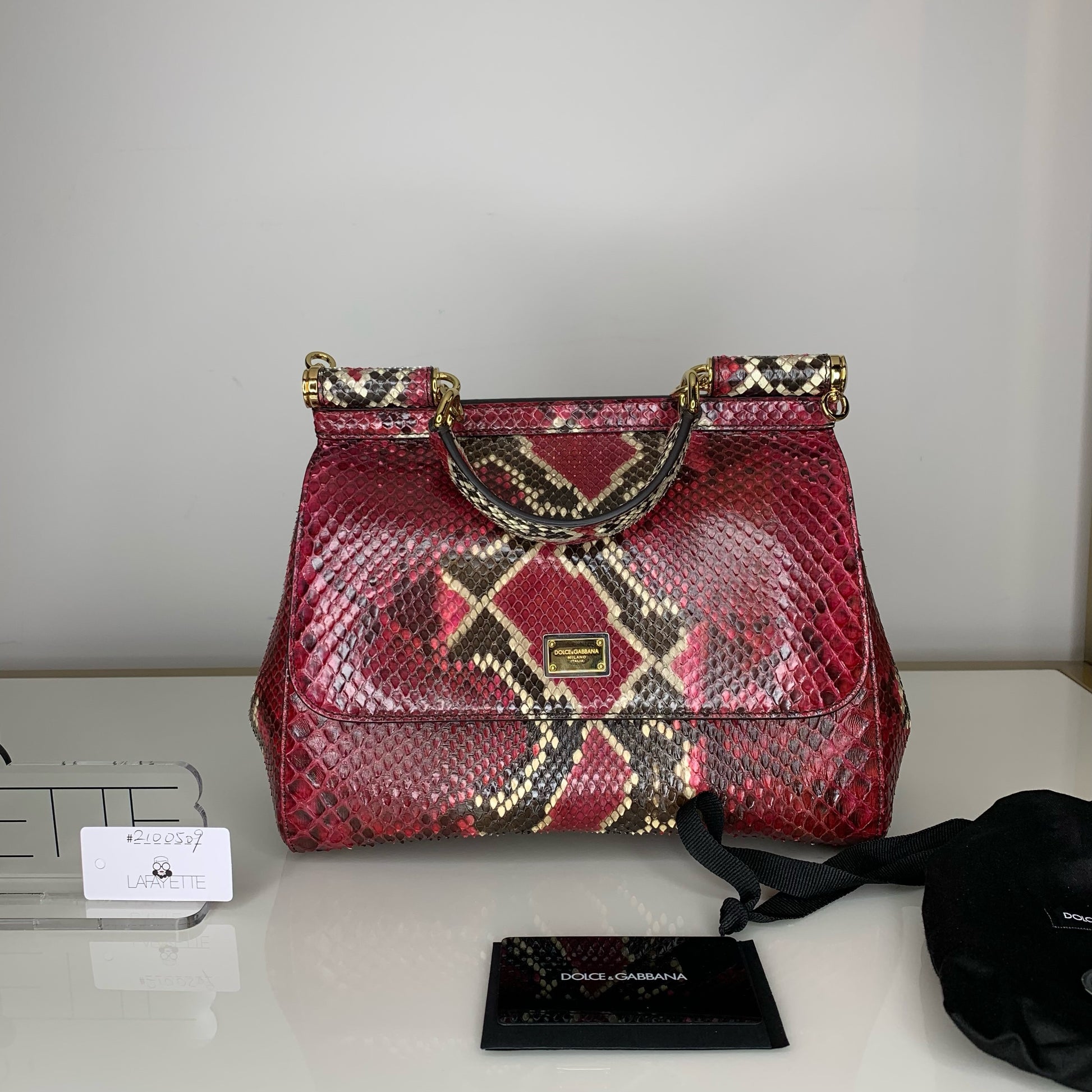 Dolce & Gabbana Sicily Bag - Red Phython - Lafayette Consignment