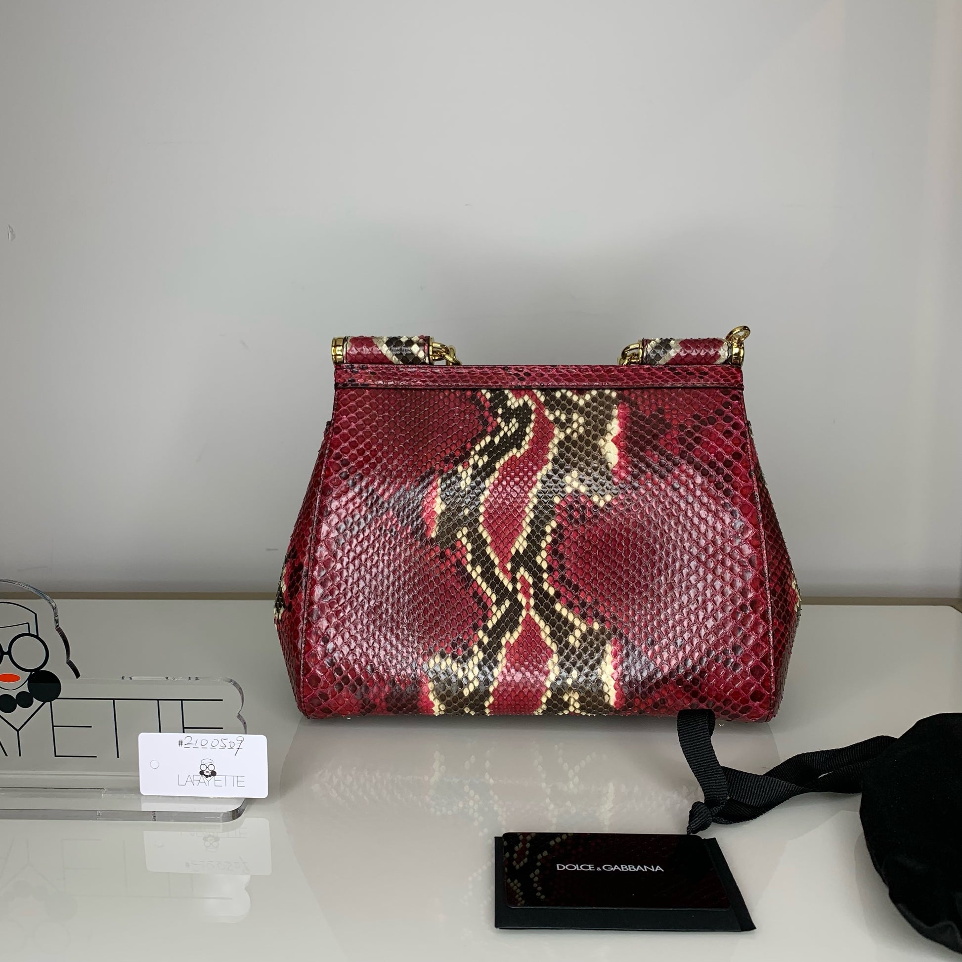 Dolce & Gabbana Sicily Bag - Red Phython - Lafayette Consignment